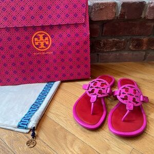 Tory Burch Red & Pink Two-Toned Miller Sandals